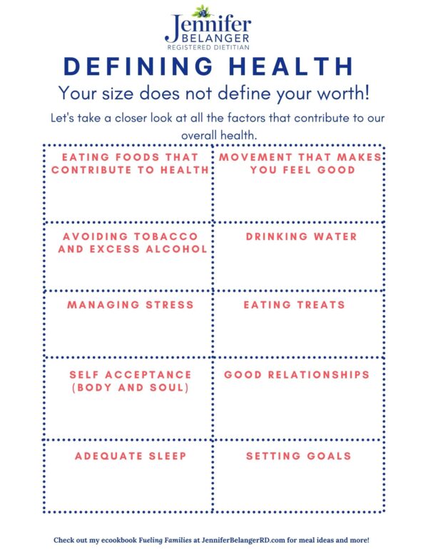 Body Image and Self Worth Handouts - Jen Belanger Nutrition